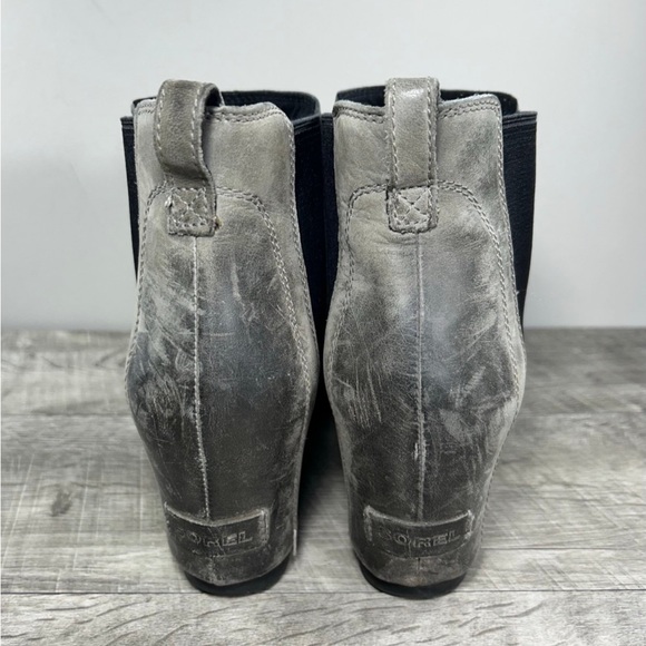 Sorel NL2704 Lea Wedge Women’s Chelsea Leather Waterproof Gray Boots Size 10.5 - Picture 6 of 9